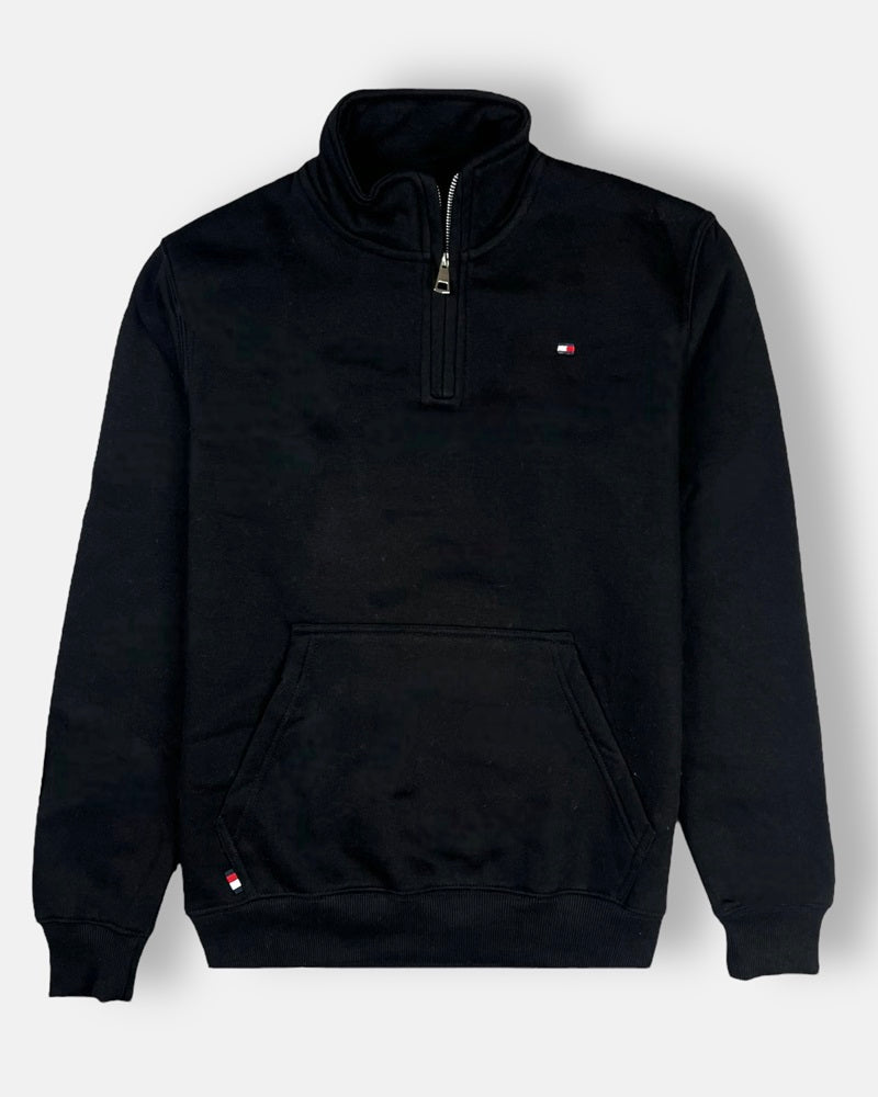 Tommy Premium Cotton Fleece Zip-Up (Black)