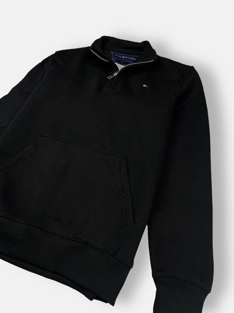 Tommy Premium Cotton Fleece Zip-Up (Black)