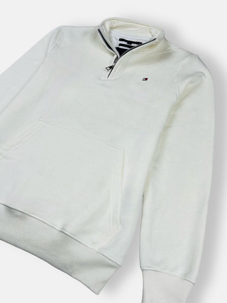 Tommy Premium Cotton Fleece Zip-Up (White)