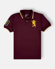 GRDNO Premium 3D Lion Emb Tipping polo Shirt Maroon