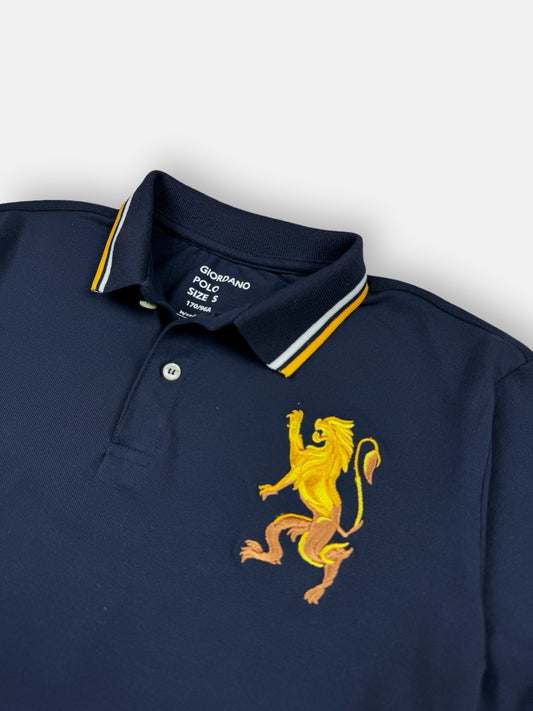 GRDNO Premium 3D Lion Emb Tipping polo Shirt Navy Blue