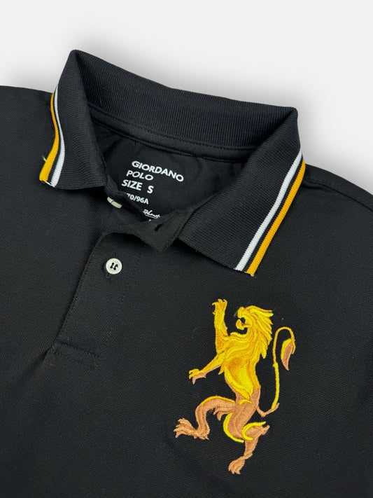GRDNO Premium 3D Lion Emb Tipping polo Shirt Black