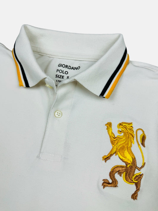 GRDNO Premium 3D Lion Emb Tipping polo Shirt Off-White