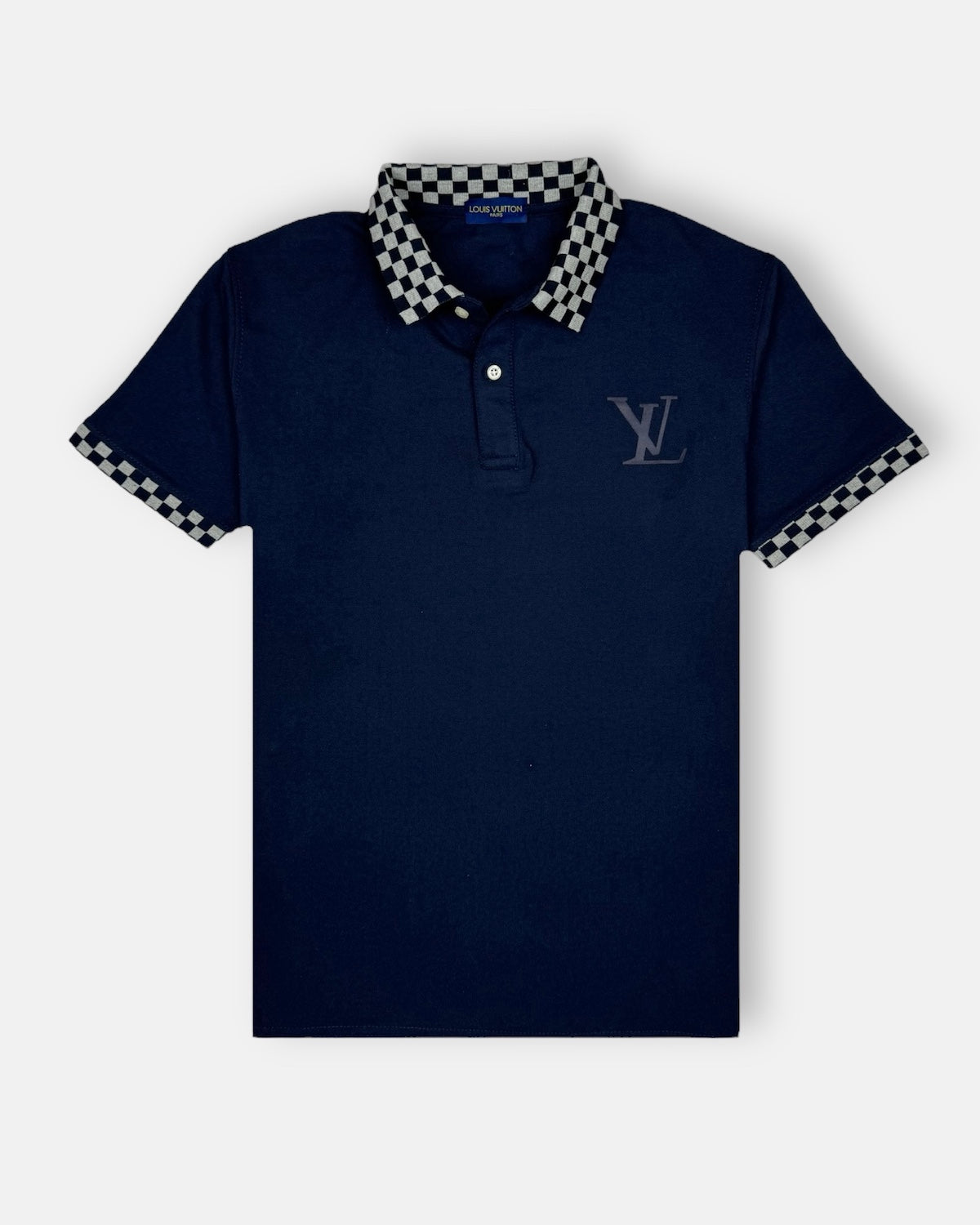 L.V Premium Tipped Colar Polo Shirt (Navy Blue)