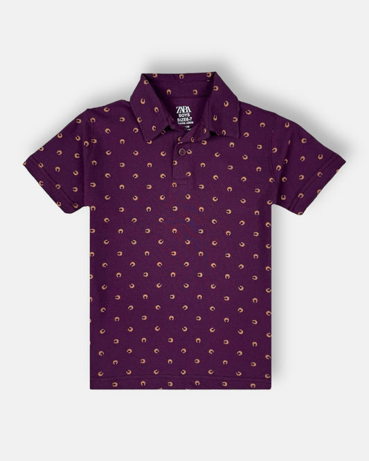 Z.A.R.A Premium Boy's Polo Shirt AOP (Maroon)