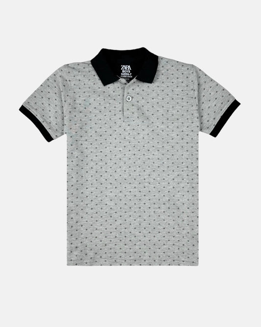 Z.A.R.A Premium Boy's Polo Shirt AOP (Heather Grey)