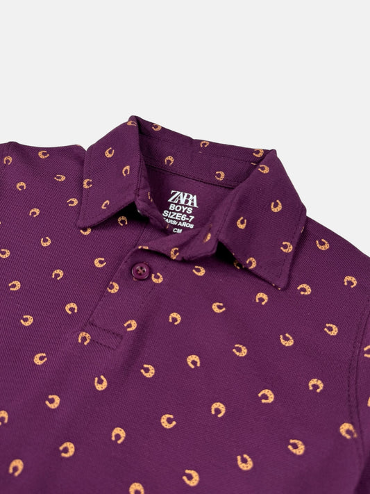 Z.A.R.A Premium Boy's Polo Shirt AOP (Maroon)