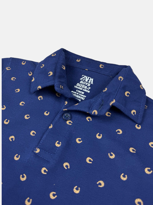 Z.A.R.A Premium Boy’s Polo Shirt AOP (Navy Blue)