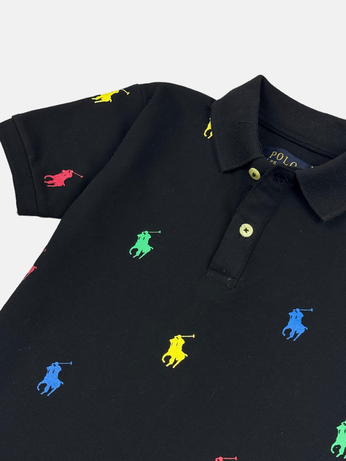 RL Kid's Premium All Over Horse Print Polo Shirt (Black)