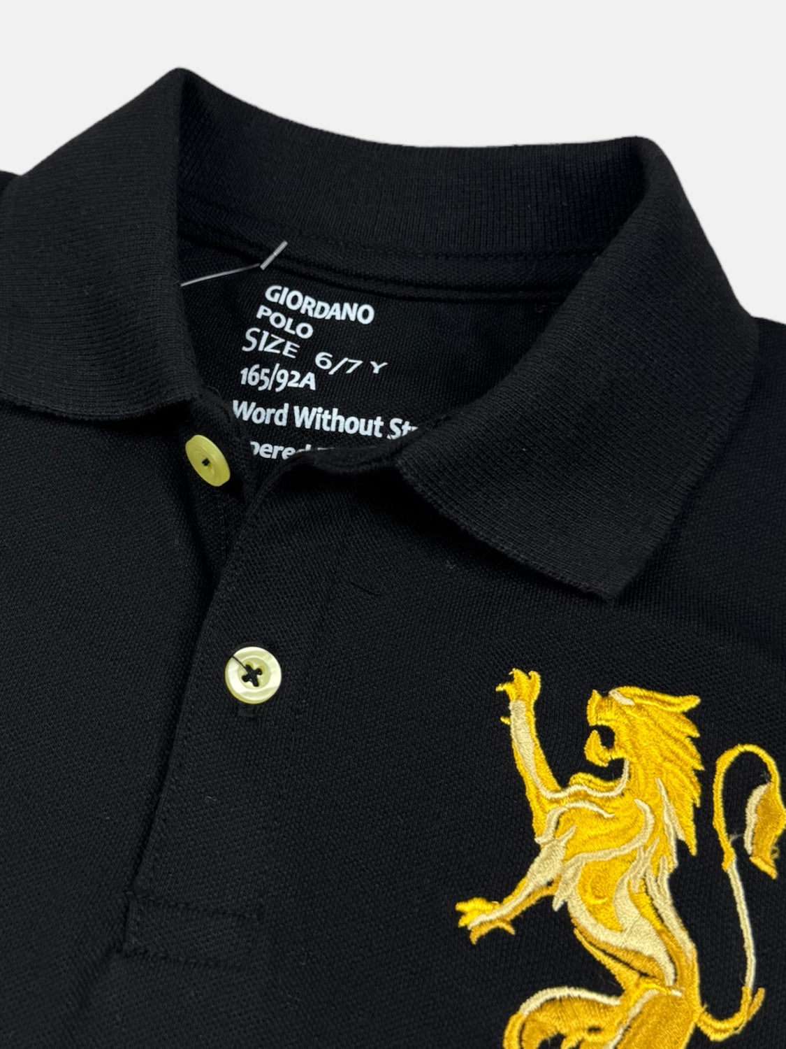 GRDNO Kid's Premium 3D Lion Polo Shirt (Black)