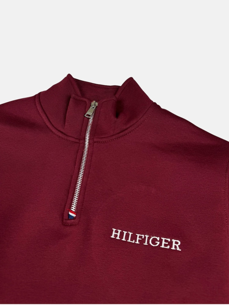 TH Hlfgr Premium Cotton Fleece Zip-up (Maroon)