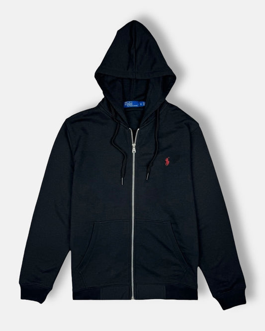 RL Premium Small Pony Cotton Terry Hoodie (Black)