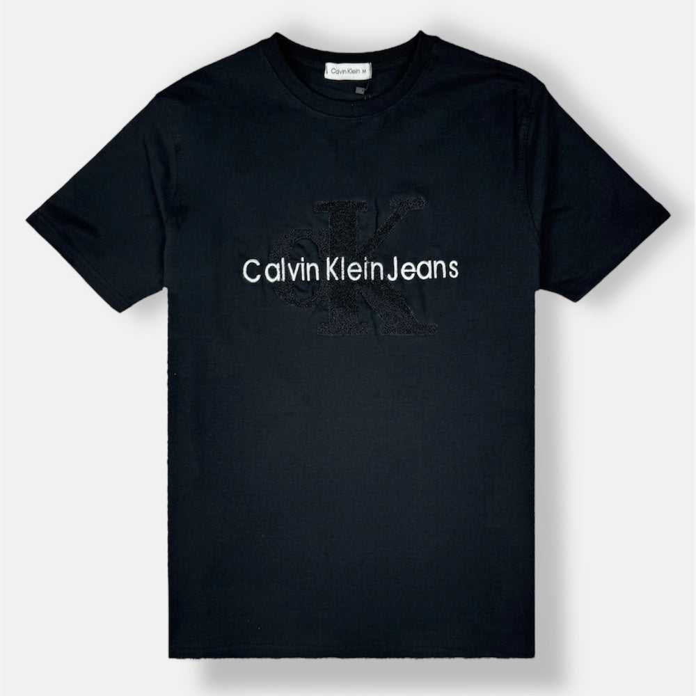 C.K PREMIUM TOWEL EMB COTTON T-SHIRT (BLACK)