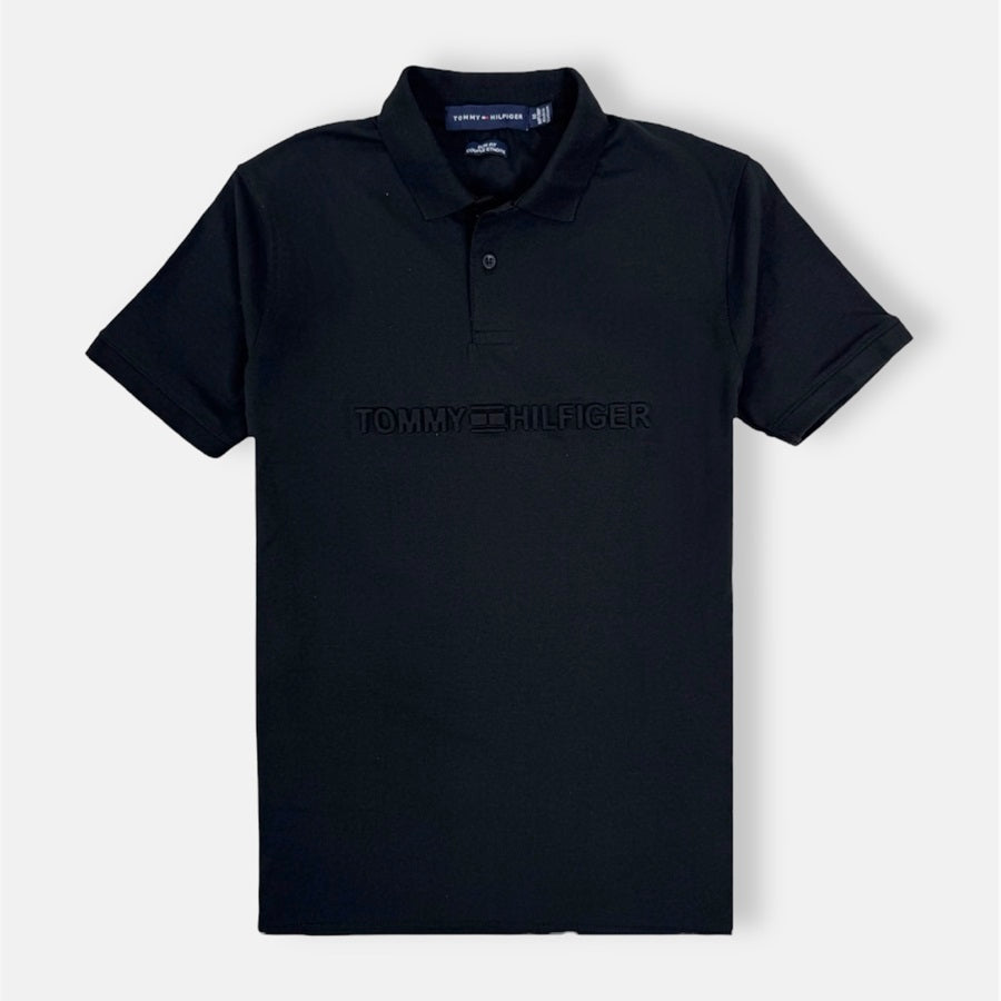 TH PREMIUM EMBOSSED LOGO POLO SHIRT (BLACK)