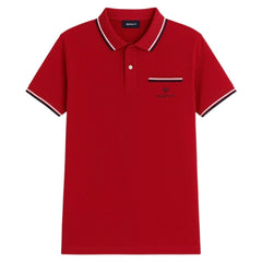 G.A.N.T Premium Pocket Stripe Polo Shirt (Red)