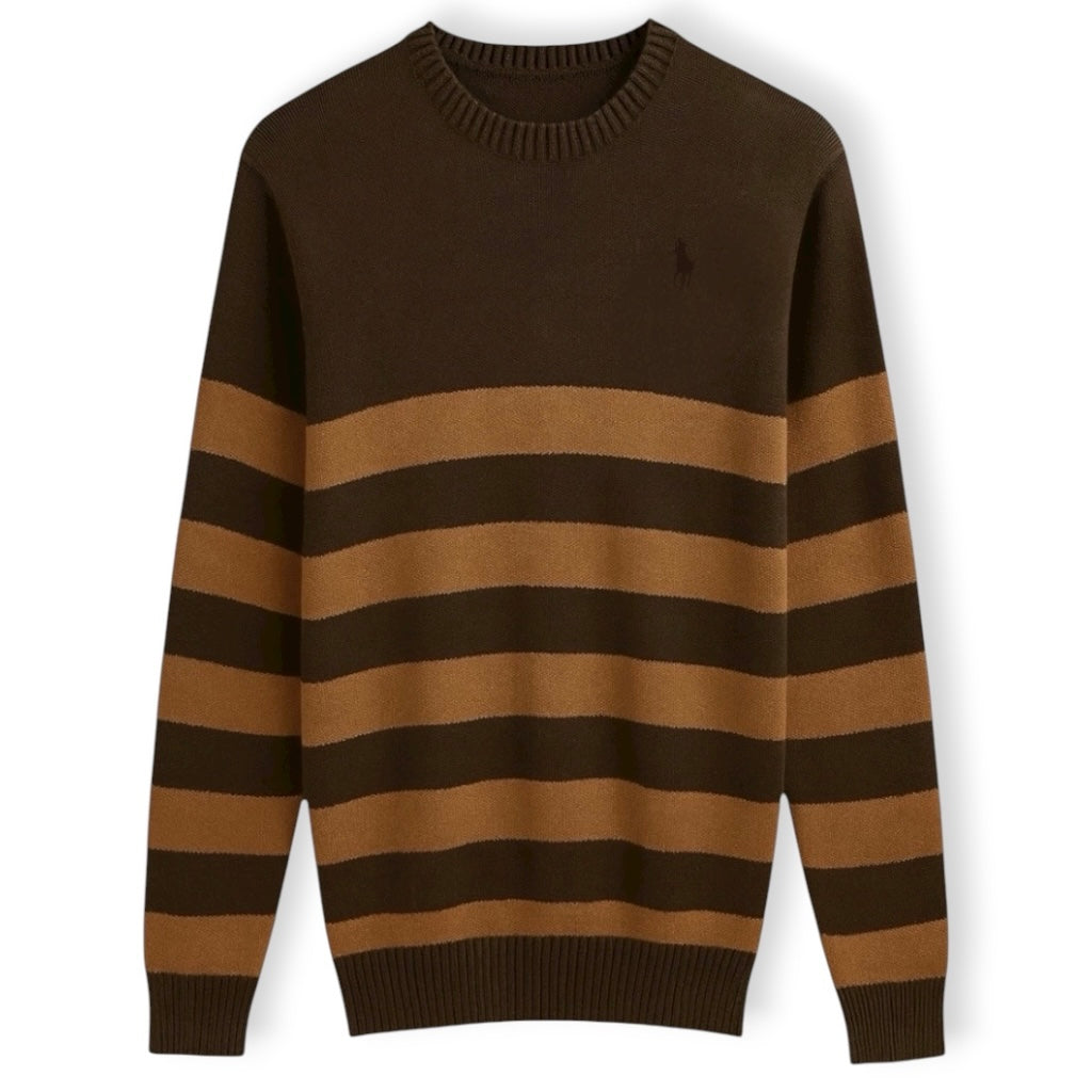 RL Premium F/S Stripe Knitted Sweater (Brown)