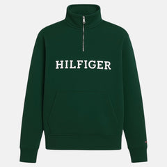 TH EMB HLFGR COTTON FLEECE ZIP-UP (GREEN)
