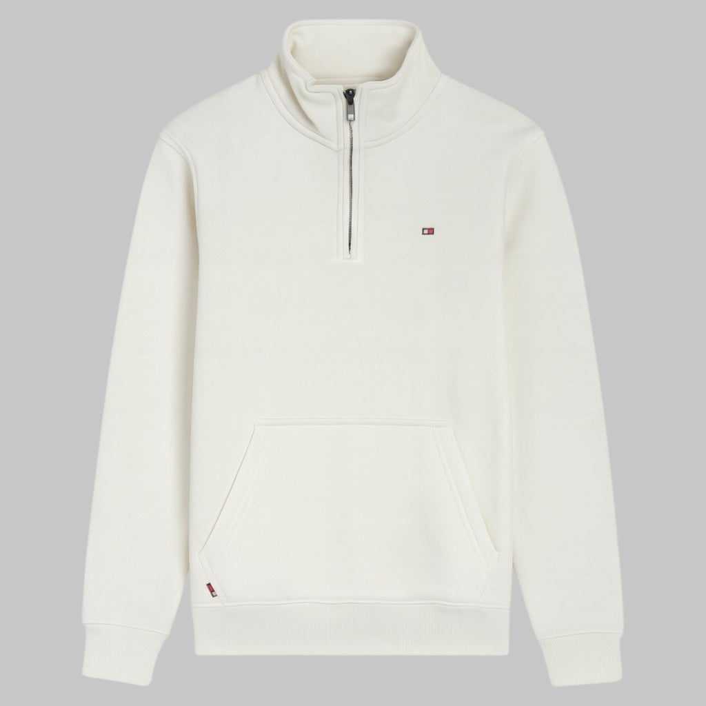 Tommy Premium Cotton Fleece Zip-Up (White)