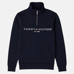 Tommy Premium Cotton Fleece Self Emb Zip-Up (Navy Blue)