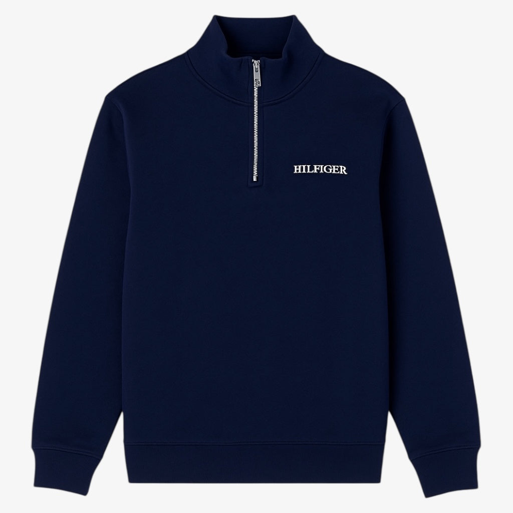 TH Hlfgr Premium Cotton Fleece Zip-up (Navy Blue)