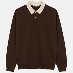 Z.A.R.A CONTRAST COLLAR DOWNSHOULDER SWEATSHIRT (CHOCLATE BROWN)