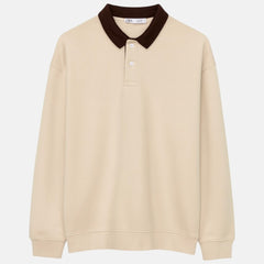 Z.A.R.A CONTRAST COLLAR DOWNSHOULDER SWEATSHIRT (BEIGE)