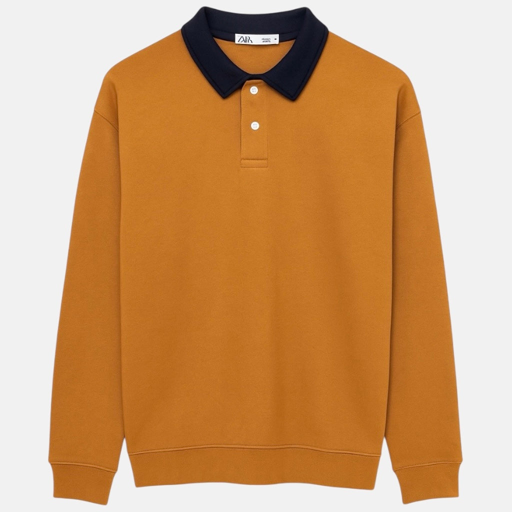 Z.A.R.A CONTRAST COLLAR DOWNSHOULDER SWEATSHIRT (MUSTARD)