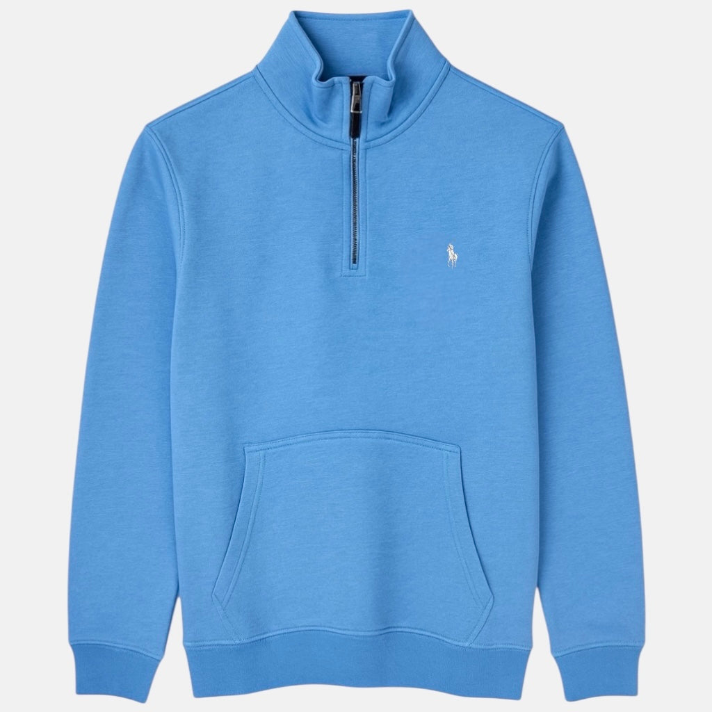 RL PREMIUM SMALL PONY COTTON FLEECE QUARTER ZIP MOCKNECK (SKY)