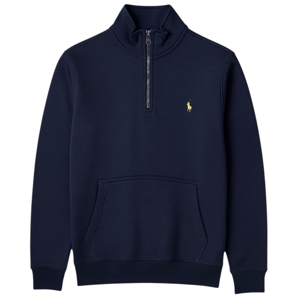 RL PREMIUM SMALL PONY COTTON FLEECE QUARTER ZIP MOCKNECK (NAVY BLUE)