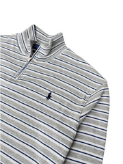 RL PREMIUM S/P COTTON THERMAL ZIP-UP MOCK NECK STRIPER (SLIM FIT)