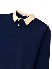 Z.A.R.A CONTRAST COLLAR DOWNSHOULDER SWEATSHIRT (NAVY BLUE)