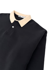 Z.A.R.A CONTRAST COLLAR DOWNSHOULDER SWEATSHIRT (BLACK)