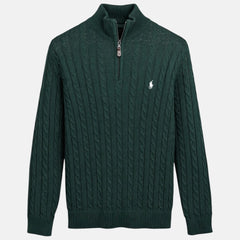 RL IMPORTED SINGLE PONY CABLE KNIT SWEATER (GREEN)