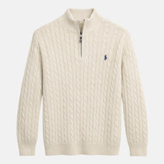 RL IMPORTED SINGLE PONY CABLE KNIT SWEATER (OFF-WHITE)