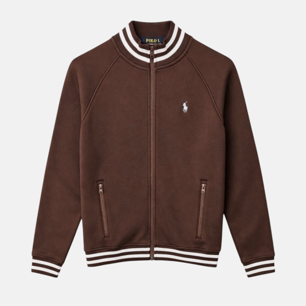 RL PREMIUM COTTON FLEECE DOUBLE KNIT TRACK JACKET (CHOCLATE BROWN)