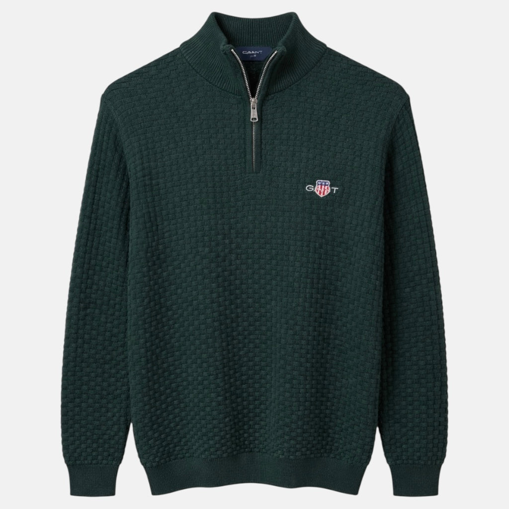 G.A.N.T IMPORTED BASKET WEAVE KNITTED SWEATER (GREEN)