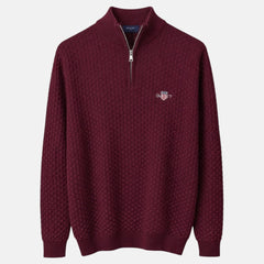 G.A.N.T IMPORTED BASKET WEAVE KNITTED SWEATER (MAROON)