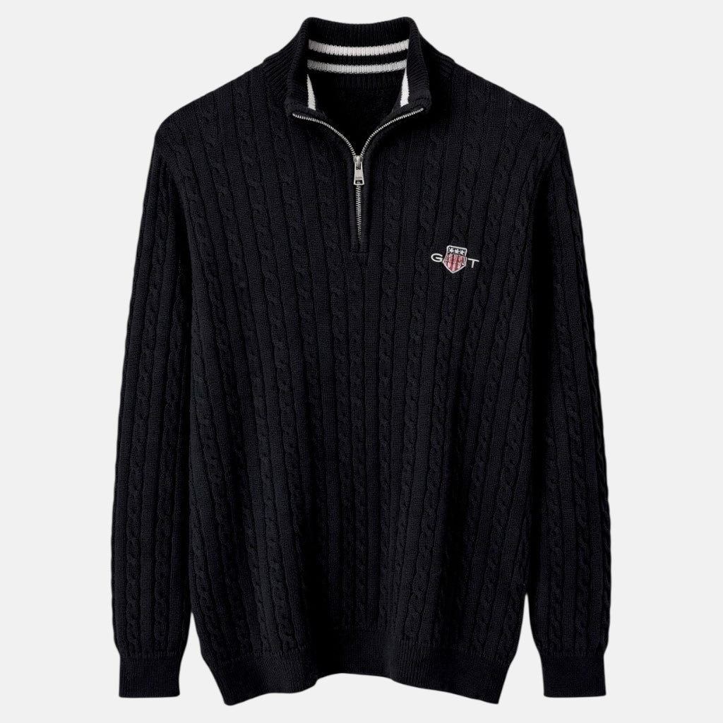 G.A.N.T IMPORTED CABLE KNIT SWEATER (BLACK)