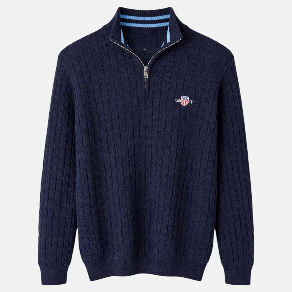 G.A.N.T IMPORTED CABLE KNIT SWEATER (NAVY BLUE)