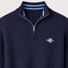 G.A.N.T IMPORTED CABLE KNIT SWEATER (NAVY BLUE)