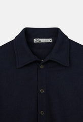Z.A.R.A PREMIUM POLAR FLEECE BUTTON DOWN SHACKET (DARK NEAVY)