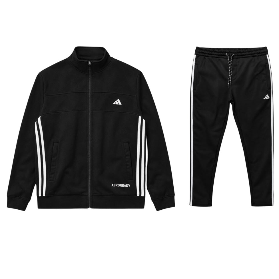 ADDAS PREMIUM FRONT PANEL POLYESTER FLEECE TRACKSUIT (BLACK)