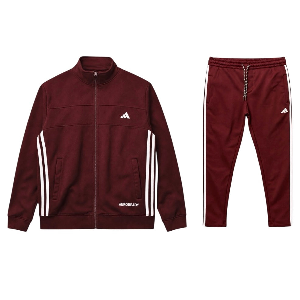 ADDAS PREMIUM FRONT PANEL POLYESTER FLEECE TRACKSUIT (MAROON)