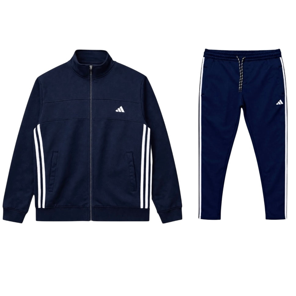 ADDAS PREMIUM FRONT PANEL POLYESTER FLEECE TRACKSUIT (NAVY BLUE)