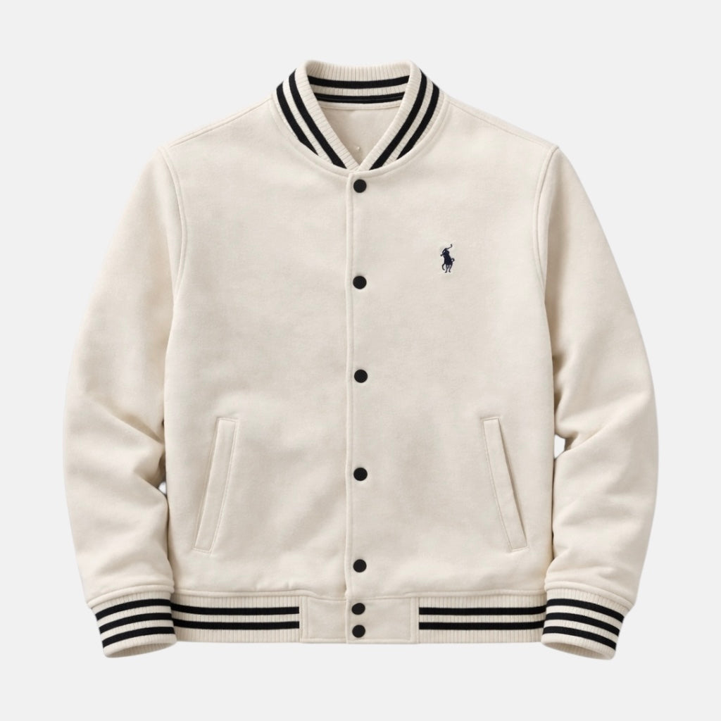 RL PREMIUM S/P COTTON FLEECE BASEBALL JACKET (STONE)