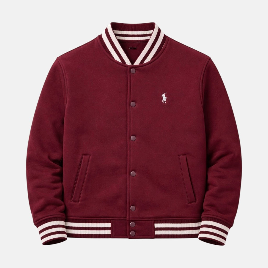 RL PREMIUM S/P COTTON FLEECE BASEBALL JACKET (MAROON)