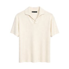 Z.A.R.A BASIC WAFFLE KNIT DROP SHOULDER POLO SHIRT (OFF-WHITE)