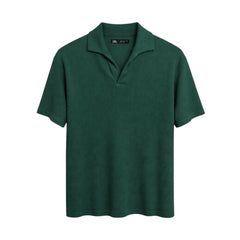 Z.A.R.A BASIC WAFFLE KNIT DROP SHOULDER POLO SHIRT (GREEN)