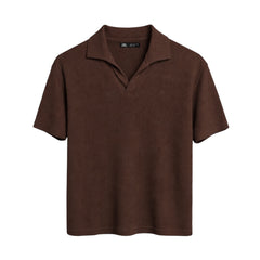 Z.A.R.A BASIC WAFFLE KNIT DROP SHOULDER POLO SHIRT (CHOCLATE BROWN)