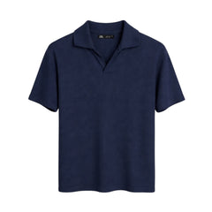 Z.A.R.A BASIC WAFFLE KNIT DROP SHOULDER POLO SHIRT (NAVY BLUE)